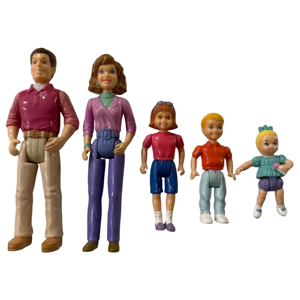 Vintage 90s Playskool Dollhouse Family Figures Mom Dad Daighter Son Baby